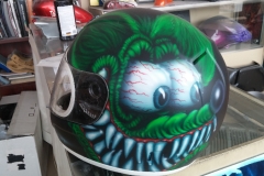 An Ed Roth inspired Rat Fink Helmet: side one