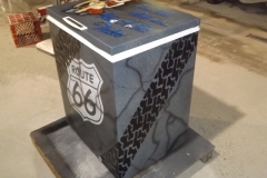 Three sides of the Route 66 Pair a Dice Trikes Fridge